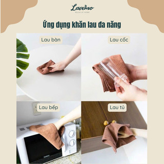 Khăn Lau Đa Năng Microfiber LAVEMO 30x30cm Mềm Mịn Thấm Hút Tốt Dùng Lau Bếp, Lau Bàn, Ô Tô KDN