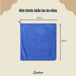 Khăn Lau Đa Năng Microfiber LAVEMO 30x30cm Mềm Mịn Thấm Hút Tốt Dùng Lau Bếp, Lau Bàn, Ô Tô KDN