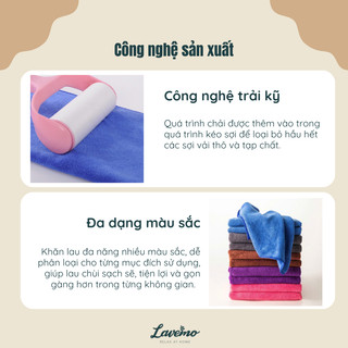 Khăn Lau Đa Năng Microfiber LAVEMO 30x30cm Mềm Mịn Thấm Hút Tốt Dùng Lau Bếp, Lau Bàn, Ô Tô KDN