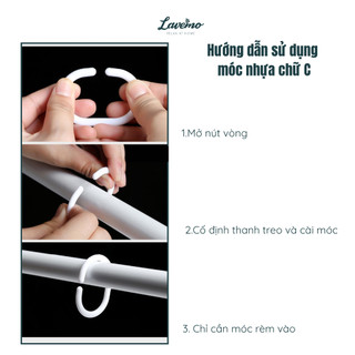 10 Móc Treo Rèm Cửa Vải, Màn Cửa Móc Treo Chữ C LAVEMO Bằng Nhựa Tiện Lợi Dễ Sử Dụng MT02