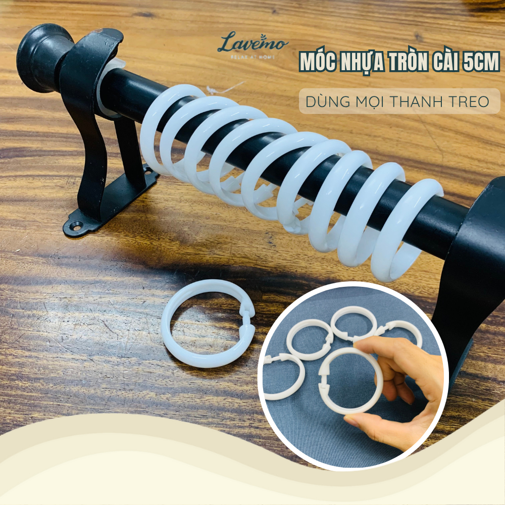 Móc Nhựa Treo Rèm Vải Đường Kính 5cm LAVEMO Có Khóa Cài Dày Dặn Chịu ...