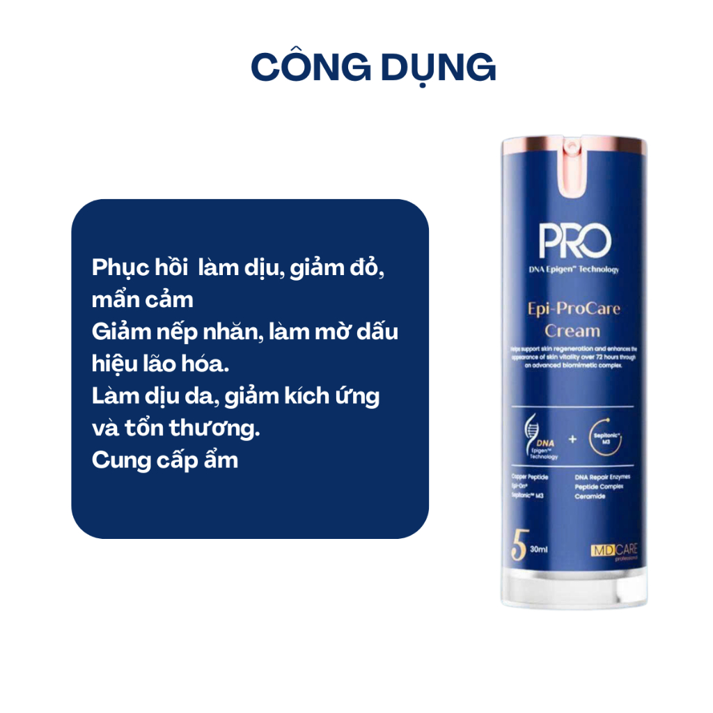 [HÀNG CTY] Kem dưỡng MD Care Epi-Procare Cream 30ml Dưỡng Ấm, Phục Hồi, Giảm Nếp Nhăn