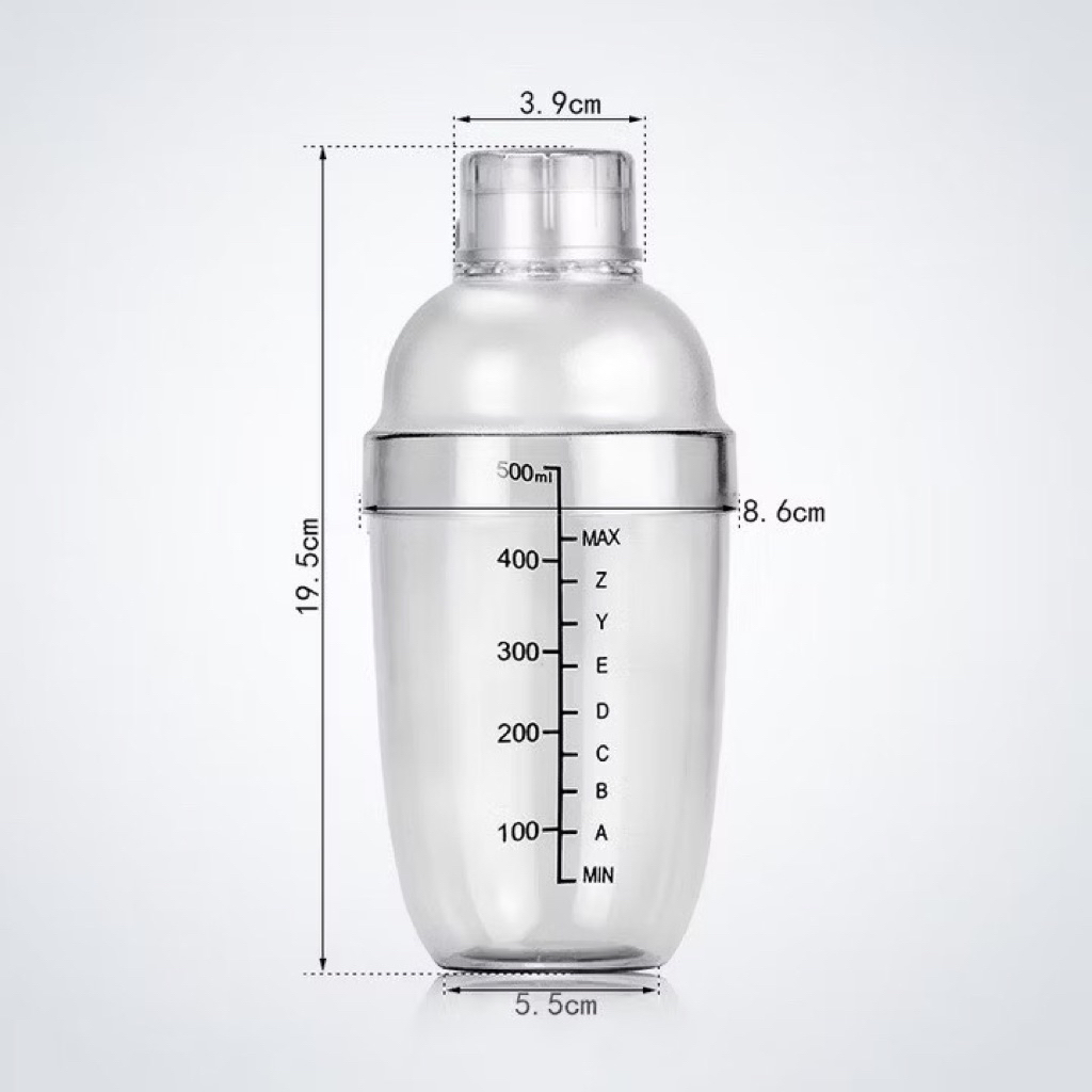 SALLE - GIẢM GIÁ 40% Bình lắc Shaker pha chế nhựa chia vạch đen 350ml - 530ml - 700ml