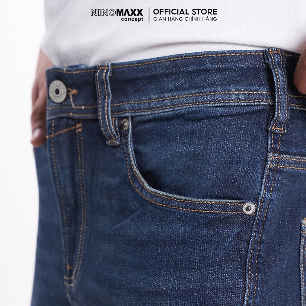 Quần Jean Nam Ninomaxx Form Straight Xanh Dương FLEXFORM DENIM Co Dãn Linh Hoạt Siêu Mát Thoáng Khí 2508001