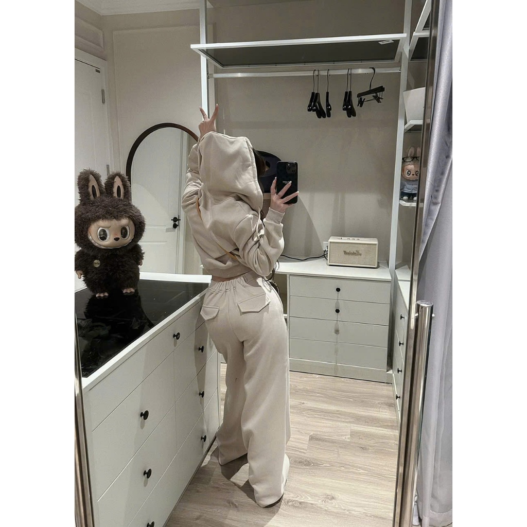 ZIMM STORE -Set đồ nữ áo cổ vest phối quần suông ống rộng