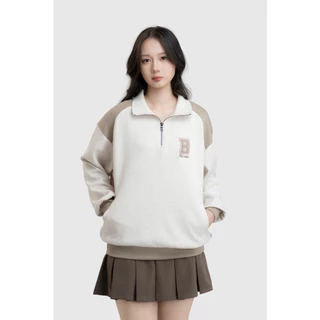 Áo Nỉ BOO Sweater Basic Half Zip Chất Liệu Nỉ 2 Da Cao Cấp, Phối Màu Cá Tính