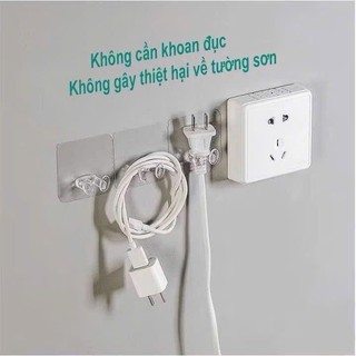 Combo 3 Móc dán tường giữ phích cắm điện, dây điện, treo đồ vật đa năng, tiện dụng