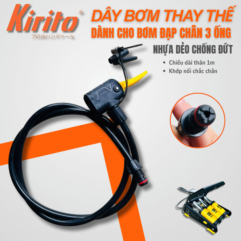 Dây Bơm Thay Thế Cho Bơm Đạp Chân 3 Ống – Khớp Nối Chắc Chắn, Nhựa Dẻo Cao Cấp