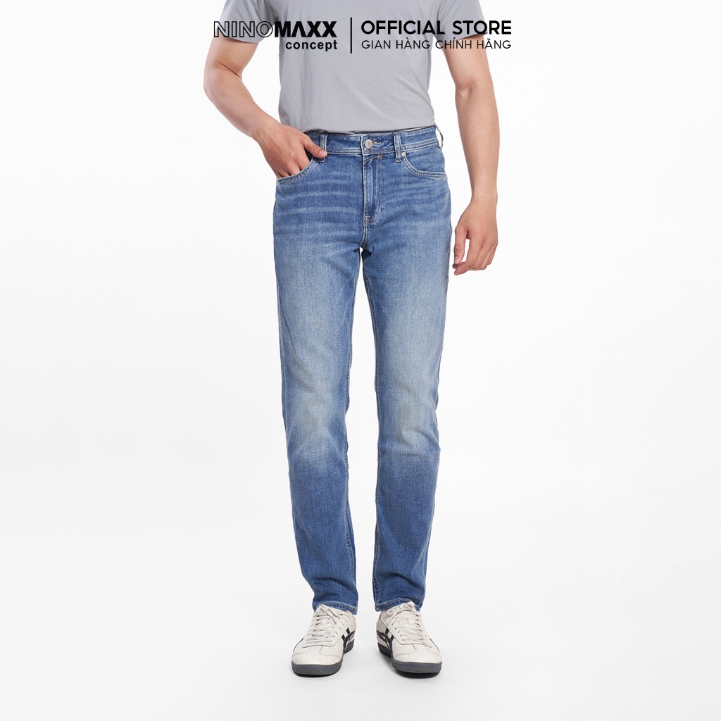 Quần Jean Nam Ninomaxx Form Tapered Xanh Dương FLEXFORM DENIM Co Dãn Linh Hoạt Siêu Mát Thoáng Khí 2508003