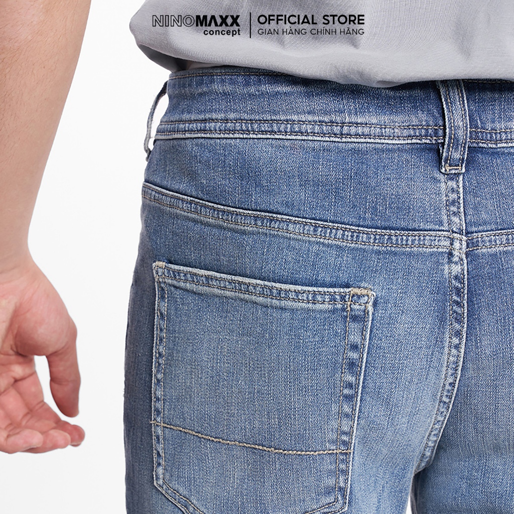 Quần Jean Nam Ninomaxx Form Tapered Xanh Dương FLEXFORM DENIM Co Dãn Linh Hoạt Siêu Mát Thoáng Khí 2508003