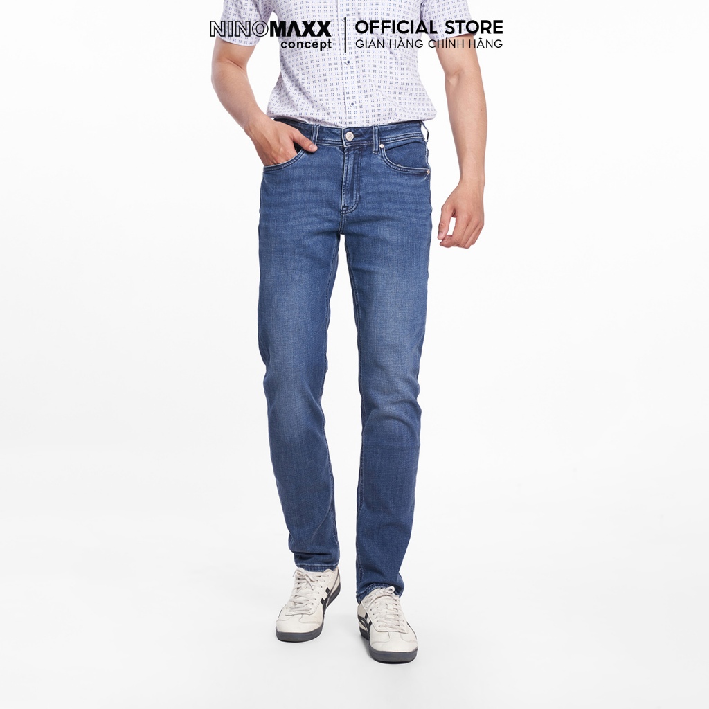Quần Jean Nam Ninomaxx Form Tapered Xanh Dương FLEXFORM DENIM Co Dãn Linh Hoạt Siêu Mát Thoáng Khí 2508002