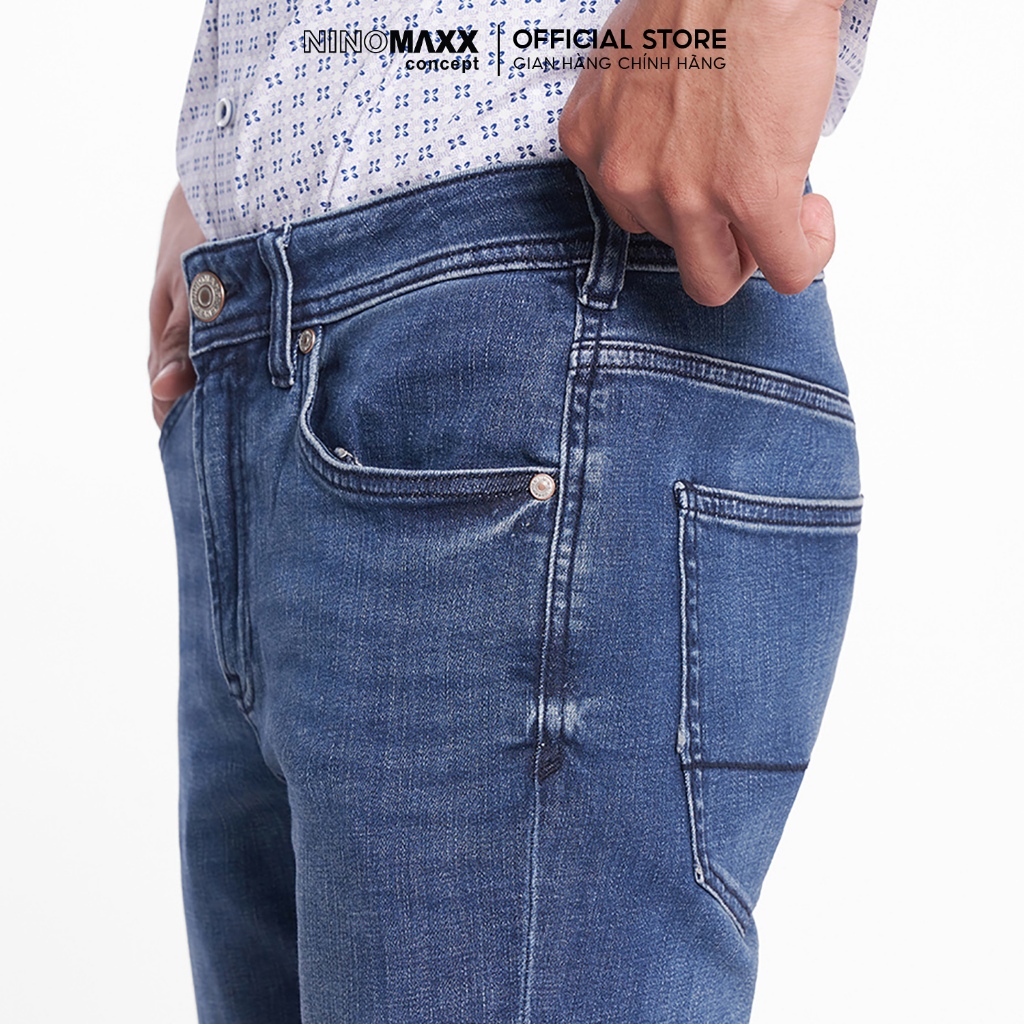 Quần Jean Nam Ninomaxx Form Tapered Xanh Dương FLEXFORM DENIM Co Dãn Linh Hoạt Siêu Mát Thoáng Khí 2508002