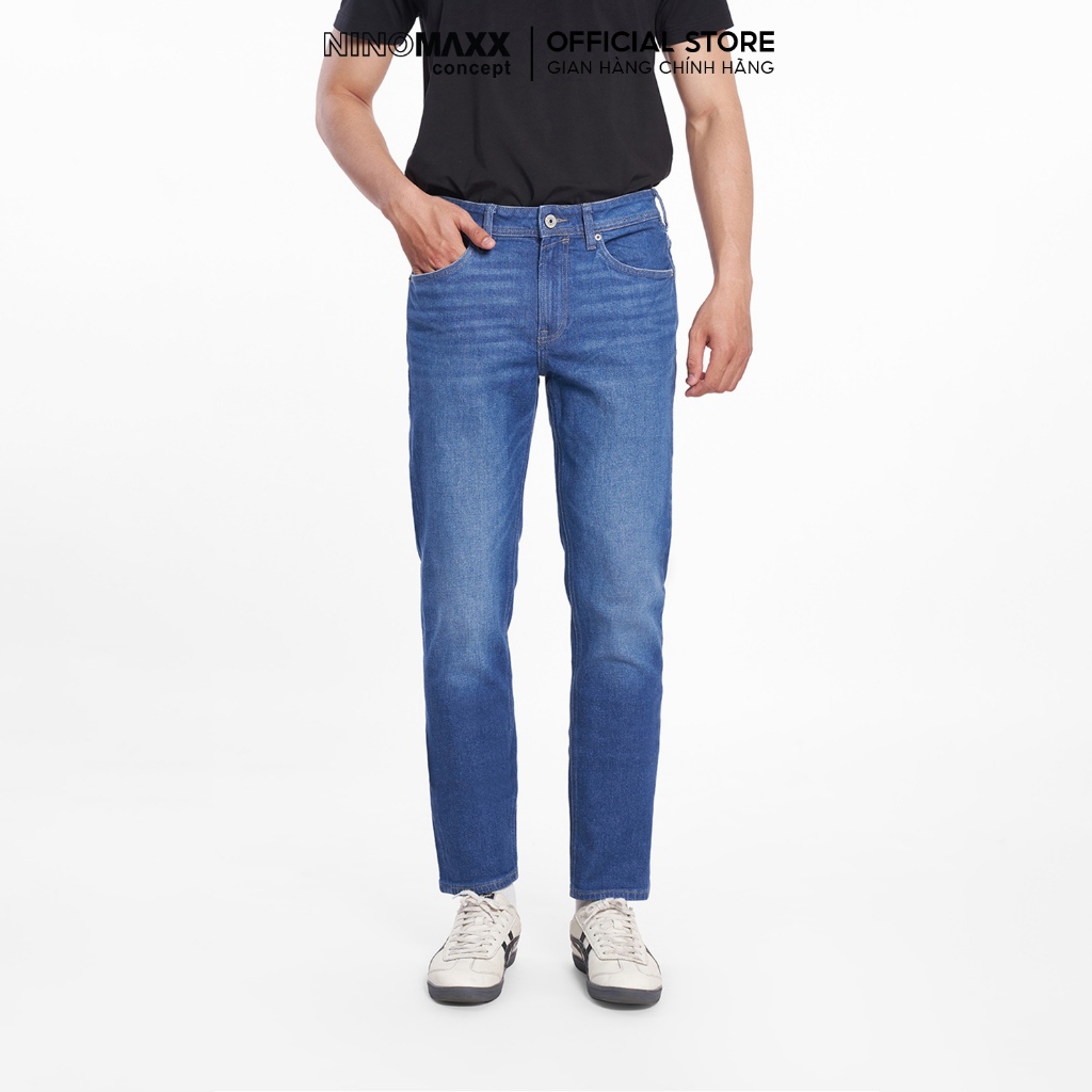 Quần Jean Nam Ninomaxx Form Tapered Xanh Dương RAWCORE DENIM Chất Vải Cứng Dày Độ Bền Cao Co Dãn Nhẹ 2508005