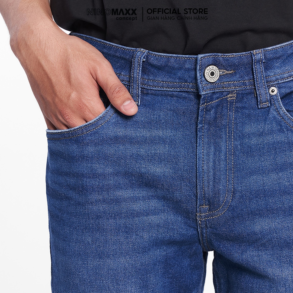 Quần Jean Nam Ninomaxx Form Tapered Xanh Dương RAWCORE DENIM Chất Vải Cứng Dày Độ Bền Cao Co Dãn Nhẹ 2508005