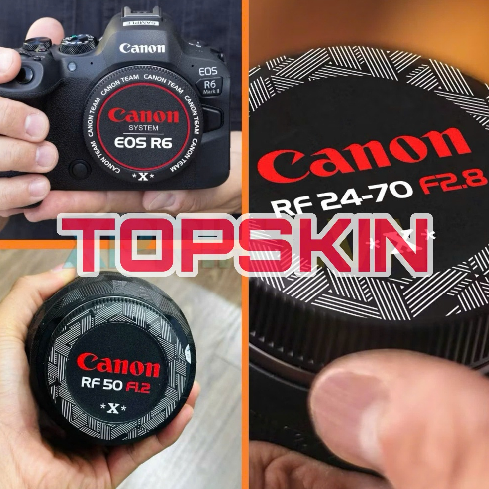 Sticker tem dán nắp Canon EOS R, RP, R5, R6, dán nắp lens RF, mirroless ...