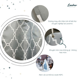 Rèm Nhà Tắm Màu Xám Họa Tiết Lồng Đèn Vải Polyester Chống Thấm Nước LA6513
