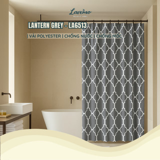 Rèm Nhà Tắm Màu Xám Họa Tiết Lồng Đèn Vải Polyester Chống Thấm Nước LA6513