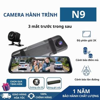 Camera hành trình ô tô N9 3 mắt cam Hỗ trợ ghi hình đêm Cảnh báo điểm mù Cảnh báo làn đường Ghi hình sắc nét 2K BH 1 năm