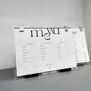 Bảng Menu Mica ADOR Khắc Logo, Bảng Kẹp Menu Mica Trong Suốt, Bảng Mica Kẹp Menu Để Bàn
