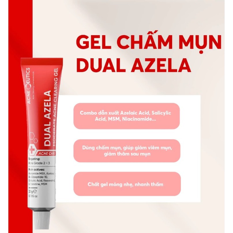 Gel giảm thâm mụn Gel ACNECEUTICS Dual Azela Ngăn Ngừa Mụn 20g