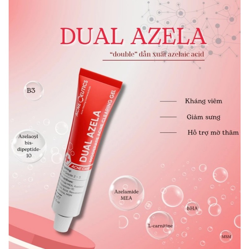 Gel giảm thâm mụn Gel ACNECEUTICS Dual Azela Ngăn Ngừa Mụn 20g