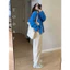 -Áo Khoác Len Lông LOẠI 1 Mềm Mịn Màu Xanh Blue, Cúc Đồng Vintage – Form Rộng Thoải Mái, Size S-2XL