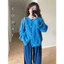 -Áo Khoác Len Lông LOẠI 1 Mềm Mịn Màu Xanh Blue, Cúc Đồng Vintage – Form Rộng Thoải Mái, Size S-2XL