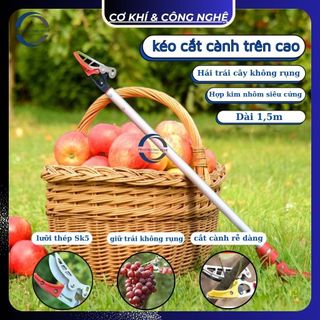 Kéo Cắt Cành trên cao ( Nội Địa Trung ) Chiều Dài 1.5M và 2m, Lưỡi Thép SK5, Thân Hợp Kim Nhôm Siêu nhẹ, siêu Cứng.