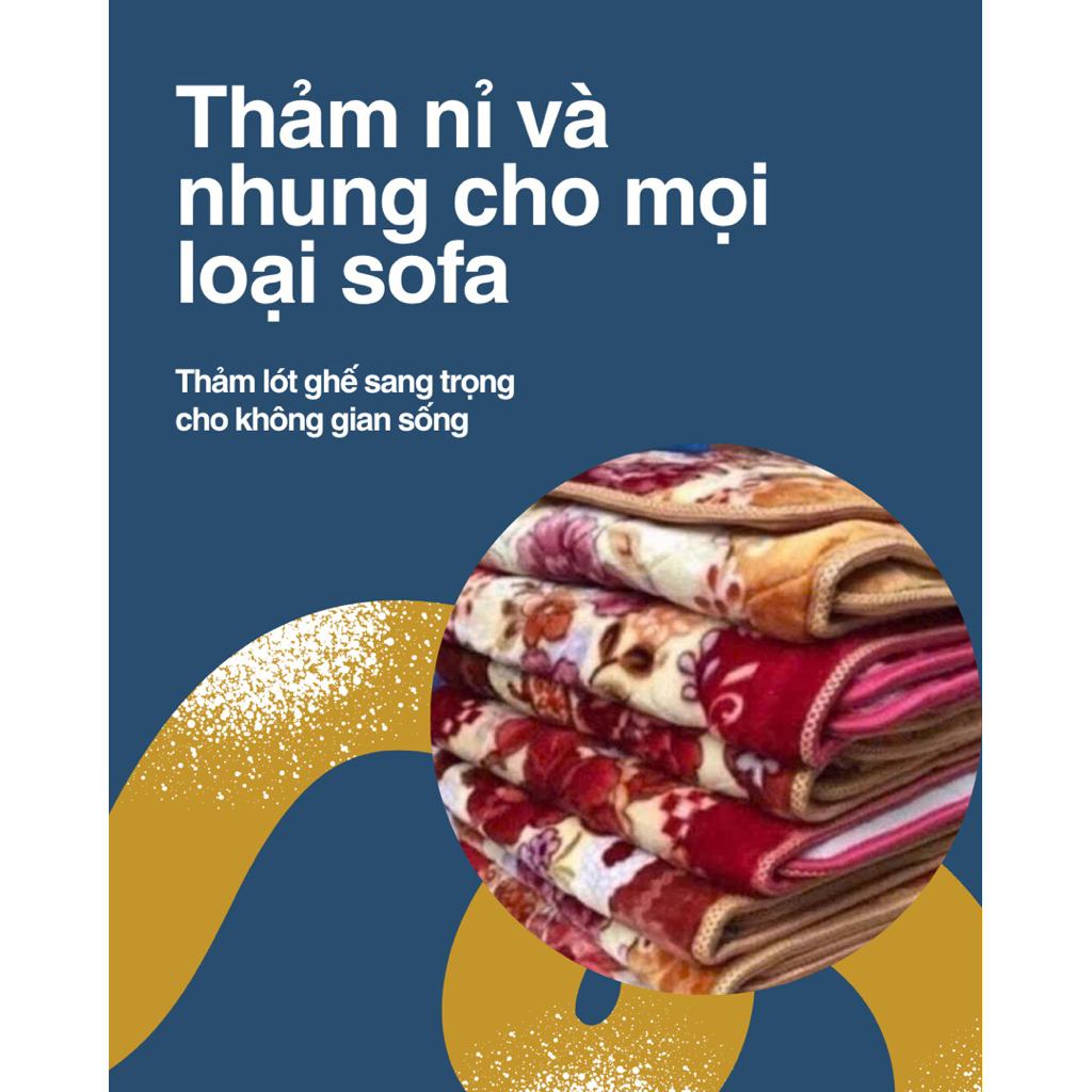 Bộ 3 Thảm lót, nệm trải ghế gỗ sofa cao cấp, chất nỉ nhưng mềm mịn, đế ma sát chống xê dịch