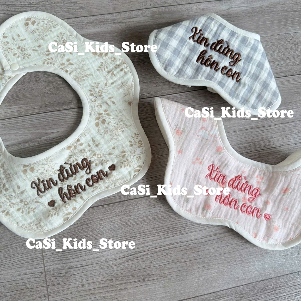 Yếm Hoa Xin Đừng Hôn Con  xoay 360 Độ 6 cánh 5 lớp Chất Xô Muslin Mềm Mại Thấm Hút Tốt CaSi