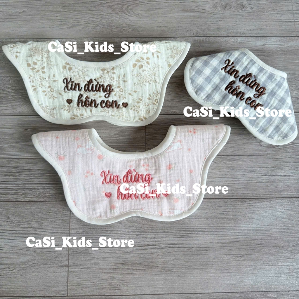 Yếm Hoa Xin Đừng Hôn Con  xoay 360 Độ 6 cánh 5 lớp Chất Xô Muslin Mềm Mại Thấm Hút Tốt CaSi