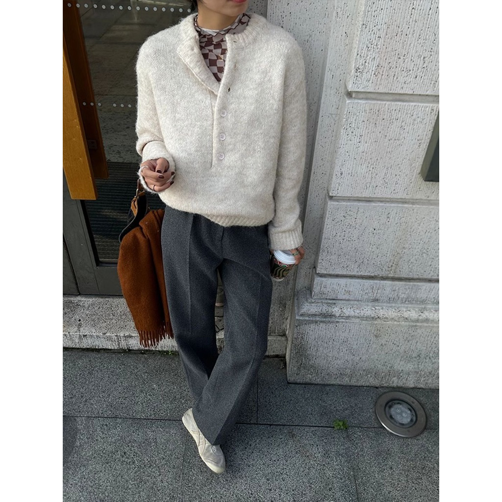 Áo Len Dáng Rộng Màu Hồng Pastel/Be, Chất Len Mềm Mịn Giữ Ấm Mùa Đông – Size S–3XL