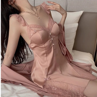 V22 Váy Ngủ Lụa Cho Nữ Phối Ren Mềm Mại Kèm Đệm Lót Chất Lụa Cao Cấp