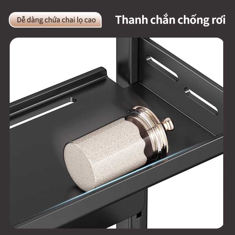 iSPECLE Kệ Gia Vị Nhà Bếp Đa Tầng - Thép Carbon Chống Gỉ Sét, Đựng Đầy Đủ Chai Lọ, Phân Tầng Rõ Ràng, Dễ Vệ Sinh