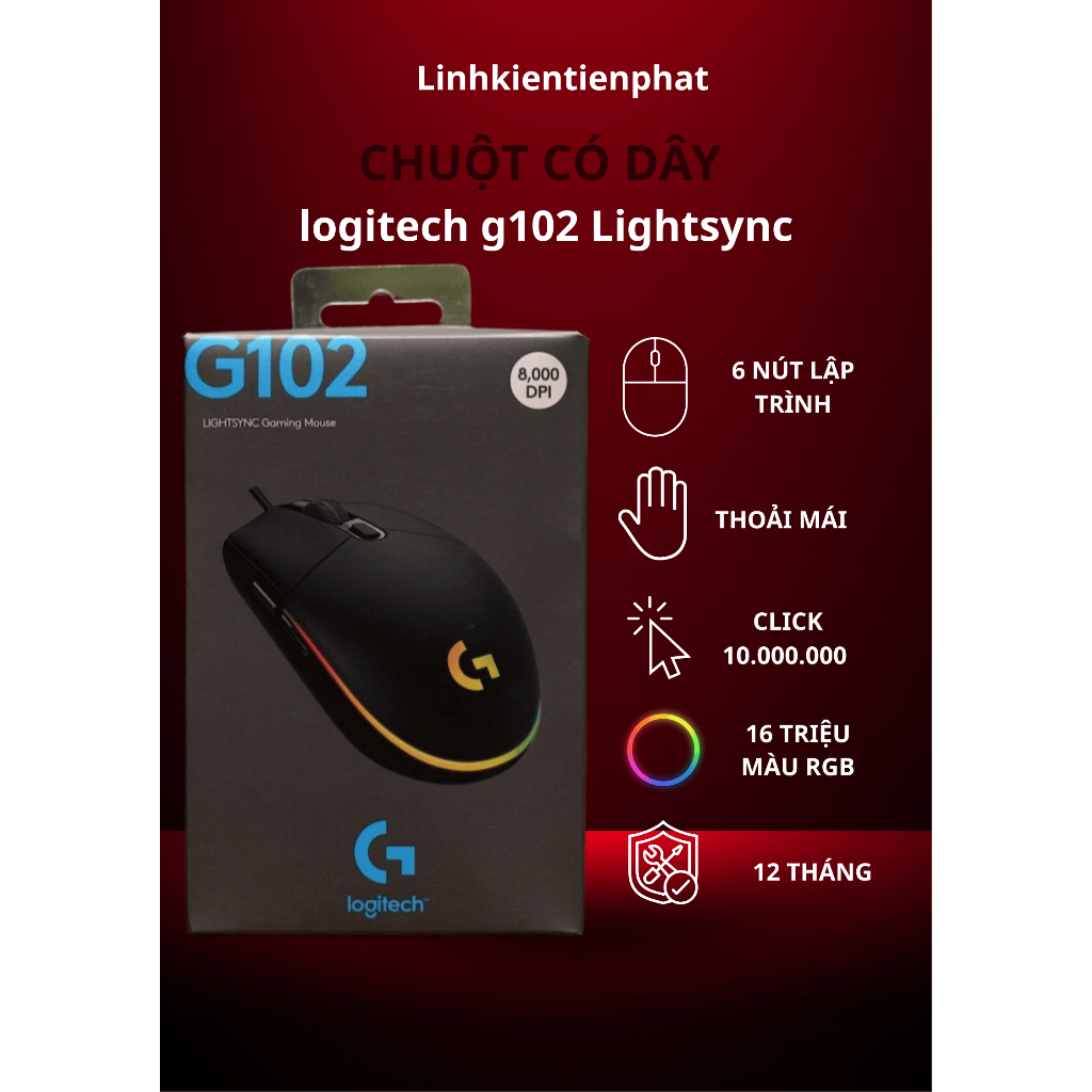 Chuột Gaming Có Dây Logitech G102 Lightsync RGB – Hiệu Năng Vượt Trội, Phản Xạ Tốc Độ Ánh Sáng