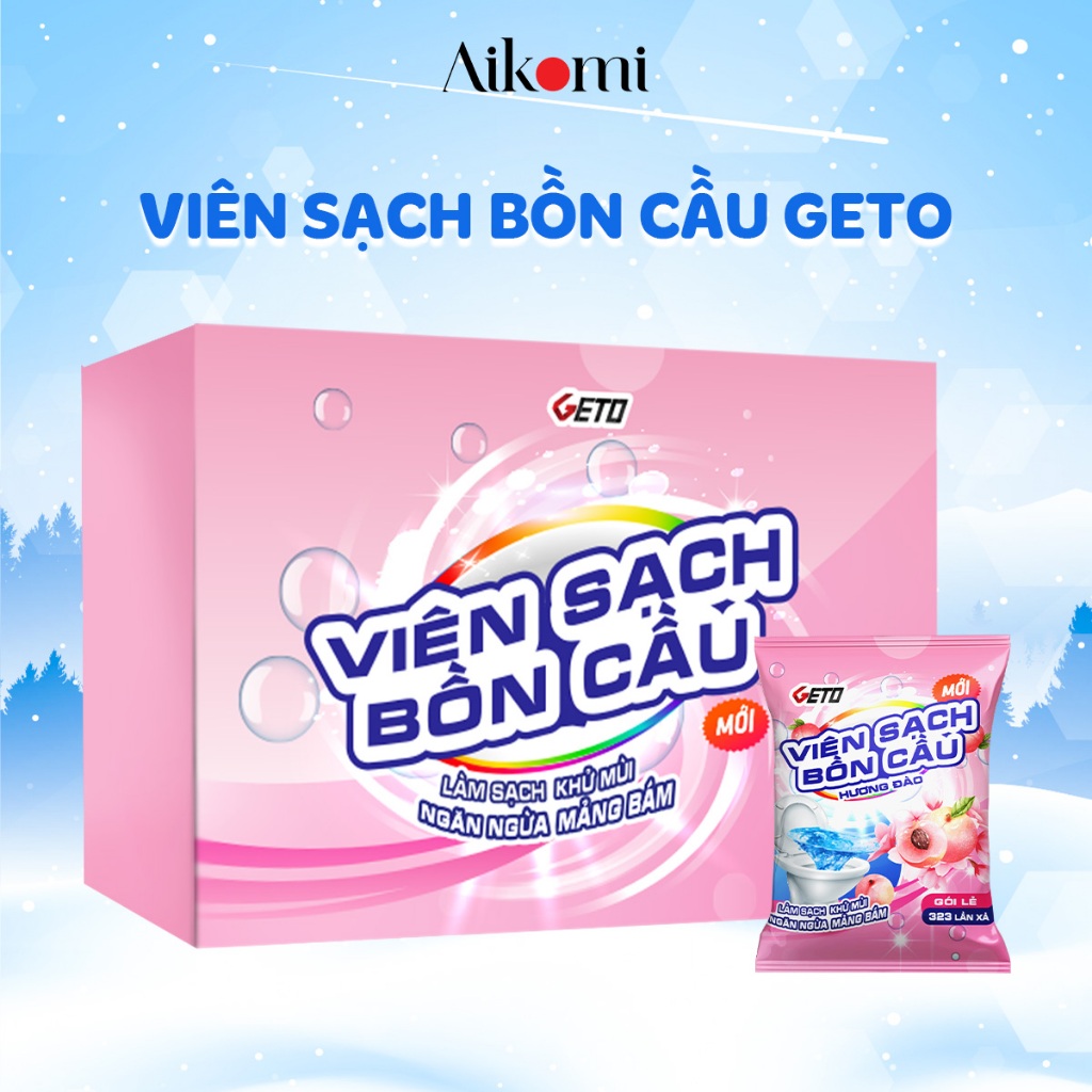 Viên sạch bồn cầu Geto Hương Đào viên thả bồn cầu sạch khuẩn, tẩy sạch mảng bám, khử mùi diệt vi khuẩn