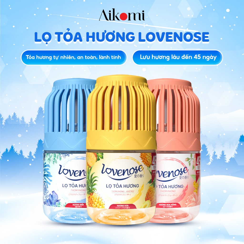 Lọ tỏa hương Lovenose hương thơm tự nhiên dễ chịu khử mùi sáp thơm phòng thế hệ mới 45 ngày - Dung tích 180ml