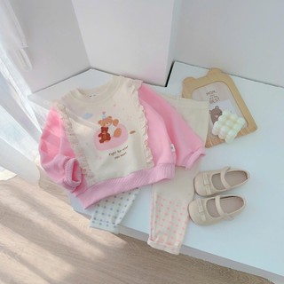 Quần áo bé gái, Bộ thu đông bé gái áo nỉ mix quần legging 9-26kg S2060 Tiểu Yến KID