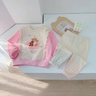 Quần áo bé gái, Bộ thu đông bé gái áo nỉ mix quần legging 9-26kg S2060 Tiểu Yến KID