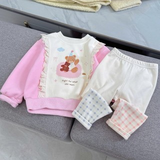 Quần áo bé gái, Bộ thu đông bé gái áo nỉ mix quần legging 9-26kg S2060 Tiểu Yến KID