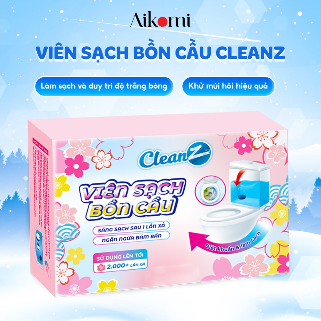 Viên sạch bồn cầu CleanZ chai thả bồn cầu sạch khuẩn tẩy sạch mảng bám khử mùi diệt vi khuẩn toilet