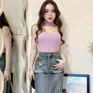 LT - Áo len yếm lông quây ngang ngực, mặc được hai kiểu trước sau style tỷ tỷ trung hoa 1403