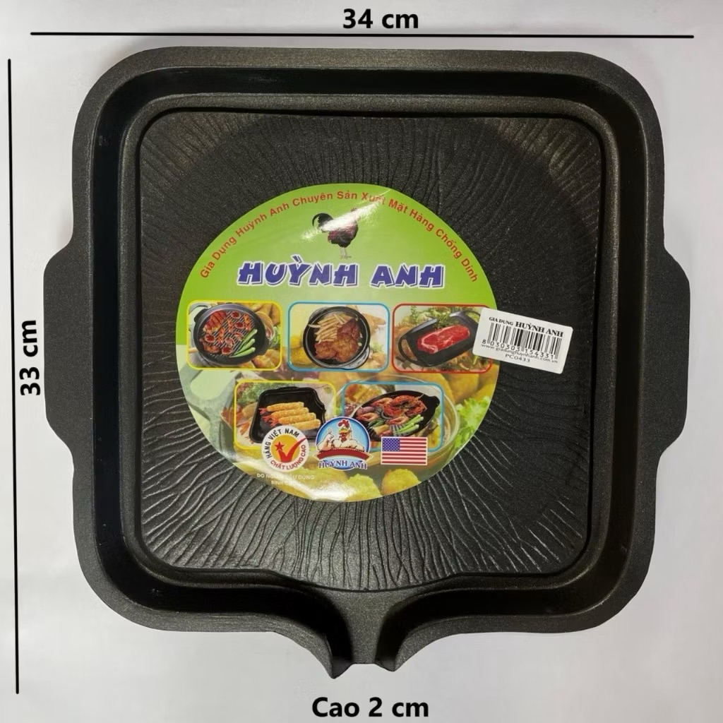 Chảo nướng - vỉ nướng Hàn Quốc chống dính dể dàng nướng thịt BBQ chảo vuông -chảo chữ nhật