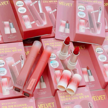 [CHÍNH HÃNG 100%] SET SON 3CE VELVET PLUSH TINT + TẶNG SON MINI