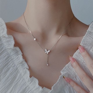 [🔥XƯỞNG SALE 11K 🔥] Dây Chuyền Vòng Cổ Bạc Sợi Mảnh Hình Bướm Đính Đá Thanh Lịch Đi Tiệc N215