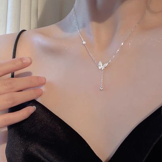 [🔥XƯỞNG SALE 11K 🔥] Dây Chuyền Vòng Cổ Bạc Sợi Mảnh Hình Bướm Đính Đá Thanh Lịch Đi Tiệc N215