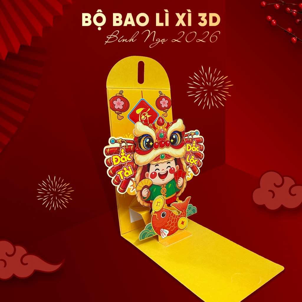 Bao Lì Xì Popup Xòe Lì Xì 3D Tết 2026 Phong Bao Lì Xì Độc Lạ Hot Trend Lì Xì Tết Quà Tặng- Đồ Chơi PUPU HOUSE