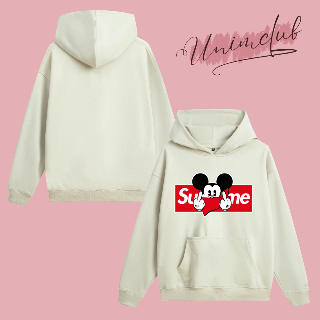Áo Hoodie Nỉ Chân Cua Cao Cấp Form Dáng Châu Âu Hình In Mickey Chông Bog Nứt Hình
