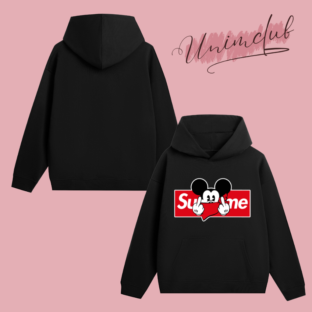Áo Hoodie Nỉ Chân Cua Cao Cấp Form Dáng Châu Âu Hình In Mickey Chông Bog Nứt Hình