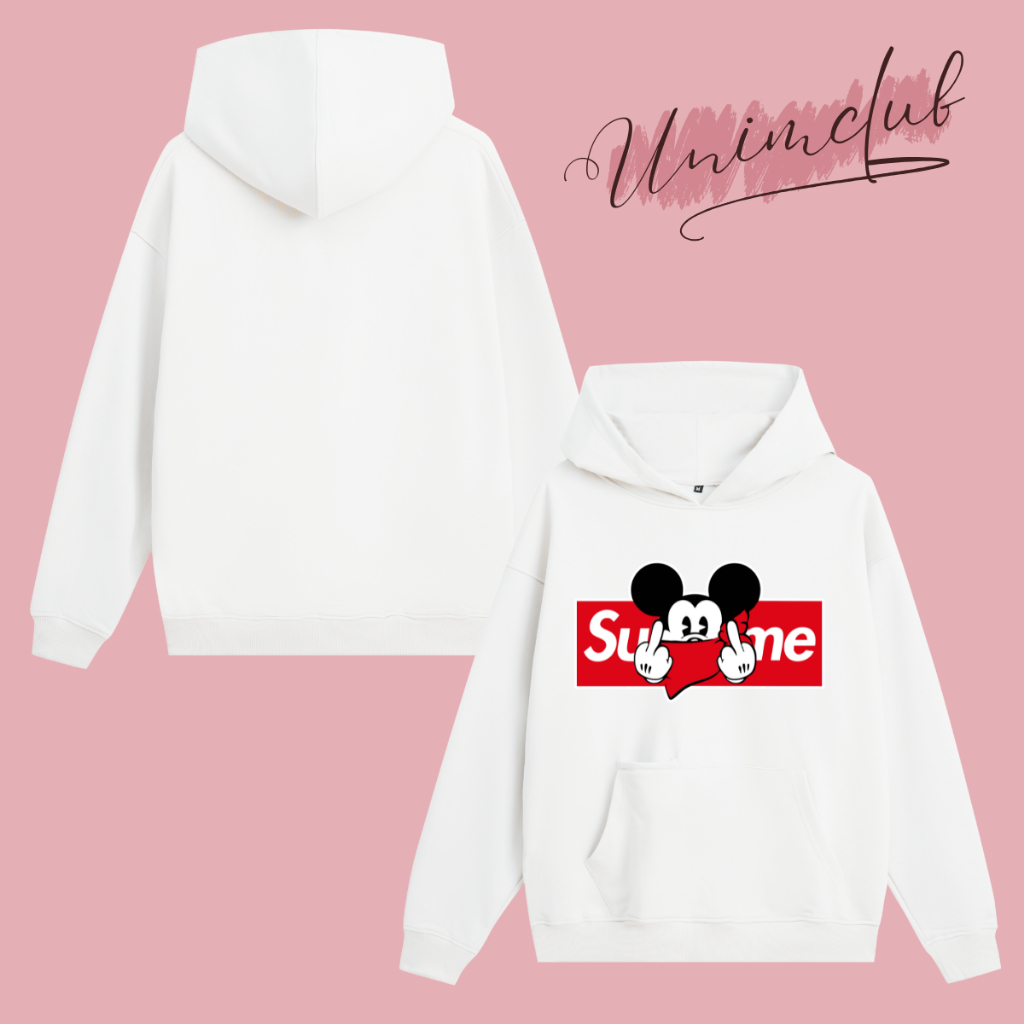 Áo Hoodie Nỉ Chân Cua Cao Cấp Form Dáng Châu Âu Hình In Mickey Chông Bog Nứt Hình